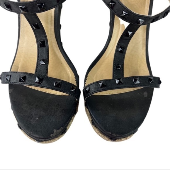 Charlotte Russe | Madison Wedge Heels Black & Tan Size 9 Sandals​​​​ - Picture 11 of 15